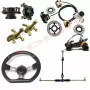 Go Kart ATV Brake Assembly 4 Stud Hub Stub Axle Steering Wheel Tie Rod Rack Kit