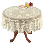 YIZUNNU Beige Lace Round Tablecloths Washable Jacquard 70 inch Table Cloth Di...