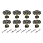 8 Sets Vintage Drawer Knobs with Flower Pattern for Cupboard Bronze(1" Long)