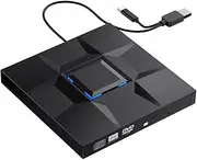 Byttlerom External CD and DVD Player Game Burner DVD External USB 3.0 Type C CD Writer Reader for PC Laptop Desktop