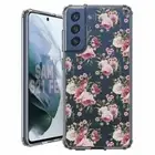 For Samsung Galaxy S20 S21 S23 S24 FE 5g TPU Case+Glass(Carnations)