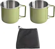 Set of 2 NUZAMAS Folding Cup 330ml 304Stainless Steel Coffee Tea Water Cup Portable Outdoor Camping Cup for Outdoor Hiking Cooking Camping Pot Open Fire(Green)