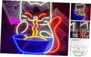 Anime Ramen Neon Sign, Japanese Lucky Cat Noodle LED Light Sign for Maneki Neko