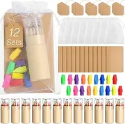 Skyygemm 12 Set Mini Colored Pencils with Sharpeners Easter Party Favors Bulk Inspirational Rainbow Pencil Gifts Mini Notebooks Erasers Cards and Clear Gift Bag for Back to School (Wood Color)