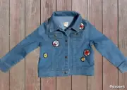 NEW Disney Minnie Mouse Tutu Couture Girls Denim Jean Jacket patches Size 4T