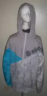 MEN'S/GUYS ELEMENT BREAKS ZIP-UP HOODIE WINDBREAKER GRAY/BLUE JACKET NEW $64