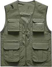 [AKTQL88] Men's Gilet Outdoor Multi-Pocket Fishing Waistcoat Sleeveless Casual Vest Mesh Breathable Travel Photography Vest