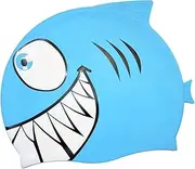 Shark Shaped Swimming Cap Swim Gear Easy to Put on & Off Anti-Slip Bathing Cap Swimming Hat for Children Short and Long Hair