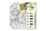 Painting Art Set Printed Canvas 25x25cm 6 Acrylic Paints & Brush - Fish