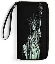 [BFGWK] Large Wallet Novelty Statue of Liberty Pattern Printing Long Wallet With Zipper Leather Wallet Suitable For Both Men And Women, style, 19.7x10.5cm, Style, 19.7x10.5cm, 现代