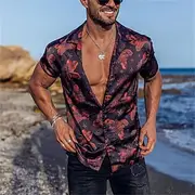 Men's Floral Graphic Tropical Flowers Shirt Summer Hawaiian Shirt Camp Collar Shirt Short Sleeve Shirt Turndown Fashion Designer Casual Outdoor Street Casual B
