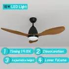 Ceiling Fan With Light LED Remote Control Fans 3 Blades 5 Speeds Brown Wooden