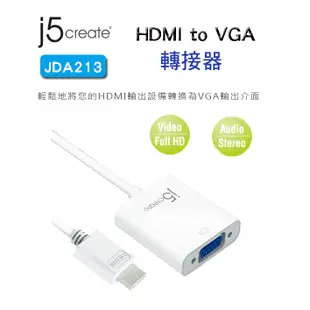 【喬格電腦】凱捷 j5 create JDA213 HDMI to VGA 轉接器