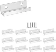Roarrter 12PCS Vinyl Record Shelf Wall Mount 4 Inch Clear Acrylic Album Record Holder Display Floating Shelves Wall Monut