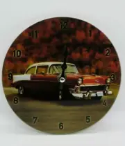 CLASSIC CHEVROLET CHEVY 17 CM GLASS CLOCK COLLECTABLE MAN CAVE GARAGE SHED