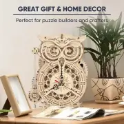 Robotime Creative DIY 3D Owl Clock - Wooden Model Kit Assembly