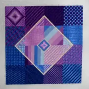 Completed Needlepoint Canvas Needlework STITCH SAMPLER Blues & Purples