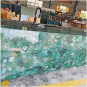 Green agate kitchen counter slab, agate stone geode counter slab top interior