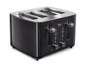 4-Slice Toaster with Extra Wide Slots & 6 Setting Shade Control, Black Stainl...