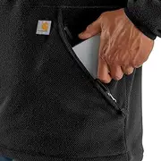 [Carhartt] Men's Half-Zip Relaxed Fit Fleece Pullover, Black, Large