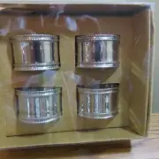 AVIVA DECOR NAPKIN RINGS METAL SILVER FINISH CLASSIC TRADITIONAL SET OF 4