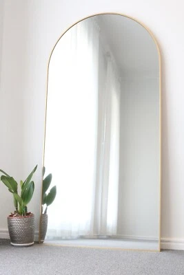 Oval gold fram WALL MIRROR-ART DECO-bedroom dressing leaning 74x150cm [PGO74150]