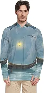 [Caihoyu] UPF 50 Men's Long Sleeve Hoodies + Men's Sun Shirts Quick Dry Hooded UV Rashguard For Men Fishing Shirts Hooded