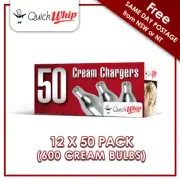 QuickWhip 9g N20 Bulbs - 50 PACK X 12 (600 CREAM CHARGERS) Pure Nitrous Oxide