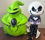 Oogie Boogie & Jack Nightmare Before Christmas 14” Light Up Blow Mold Gemmy Lot