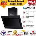 Devanti Rangehood 900Mm Black Angled Side Draft Canopy Glass 90Cm