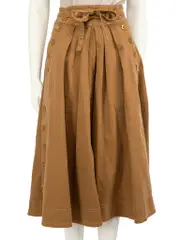 Brown Denim Midi Skirt