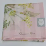 DIOR 手帕 100％纯棉 48CM 粉色 與金合歡花和瑪格麗特的花卉圖案