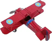 WEKAMOS Retro Airplane Model Vintage Diecast Iron Aircraft Ornament for Home Office Decoration Red Biplane Wings Present for Durable Decor