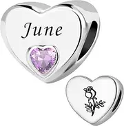 [ZakiaHo] Birthstone Charms for Bracelets Heart Birth Month Flower Birthday Gifts for Women Compatible with Pandora Charms Bracelets