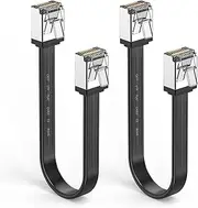 JUXINICE 2Pack Cat 7 Ethernet Cable Short 0.5FT Ethernet Cable with 10Gbps High Speed, Ultra Short RJ45 Connector Flat Design, Compatible with Gaming PS5/4/3 Xbox PC Laptop Modem RouteC
