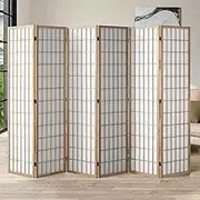 Oikiture 6 Panel Room Divider Folding Privacy Portable Screen Wood