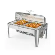 PYY Roll Top Chafing Dish Buffet Set with Stainless Steel Cover Commercial Ch...
