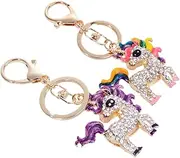 [CATIEBYE] Cute Unicorn Keychain Rhinestones Alloy Charm Keychain for Luggage Glitter Pendant for Girls Fashion for Friends