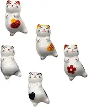 Amosfun 5pcs Cat Design Ceramic Chopstick Rests Cute Tableware Holders for Chopsticks Forks and Spoons for Home Restaurants and Hotels Enhance Dining Experience