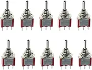 E Support On/Off/On Mini Miniature Toggle Switch Momentary Car Dash Dashboard SPDT 3Pin Pack of 10