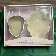 NEW IN BOX Hallmark Signature Buffet Ensemble Set of 2 Leaf and Acorn