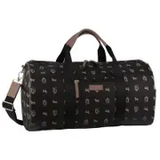 Pierre Cardin Leather/Canvas Print Overnight Duffel Travel Bag 50x25cm Black
