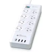 Sansai 8way Power Outlet Surge Protect Power Board Charger Ports USBA & TypeC