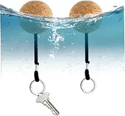 [CurcKua] 2Pcs Floating Cork Keyrings 50mm Round Cork Ball Key Ring Cork Float Ball Key Ring Floatable Wooden Ball Key Chain Water Buoyant Key Ring Black Wooden Ball Keychain Floating Cork Keyrings Buoyant Key