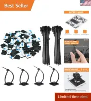 Robust Nylon Zip Tie Adhesive Mounts with 40 Clips - 140 Total Accessories