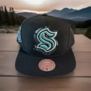Mitchell & Ness Seattle Kraken Men’s Snapback Hat Black Inaugural Season New