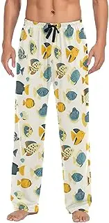 [AIXIWAWA] Mens Pajama Pants-Cute Fish Pattern, Soft Sleep Lounge Pajamas Bottoms with Pockets Drawstring S