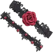 [FRCOLOR] 2pcs Set Bridal Garter Set Stretchable Lace Garter for Bride Comfortable Secure Wedding Accessory Floral Design for Outfits for Leg Circumference