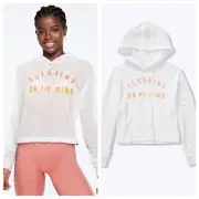 Vs Victorias Secret Pink Mesh Pullover Hoodie Sweater Top Hello Sunshine XS