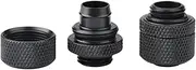 Water Cooling Fitting, 2PCS G1/4 Thread Flexible Tube Connector,Brass Two-Touch Fitting for PC Water Cooling with Hiding Silicone Ring (Black)